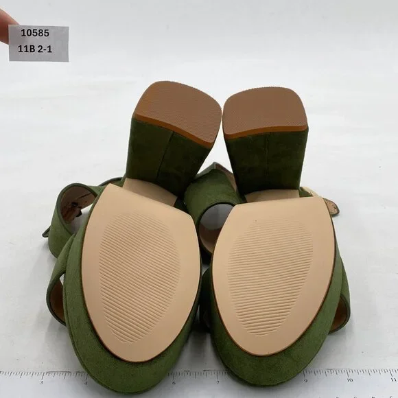 FOWT Green Open Toe Platfrom Sandal Chunky Heel Slingbacks Buckle Wide Band Shoe - Picture 7 of 8